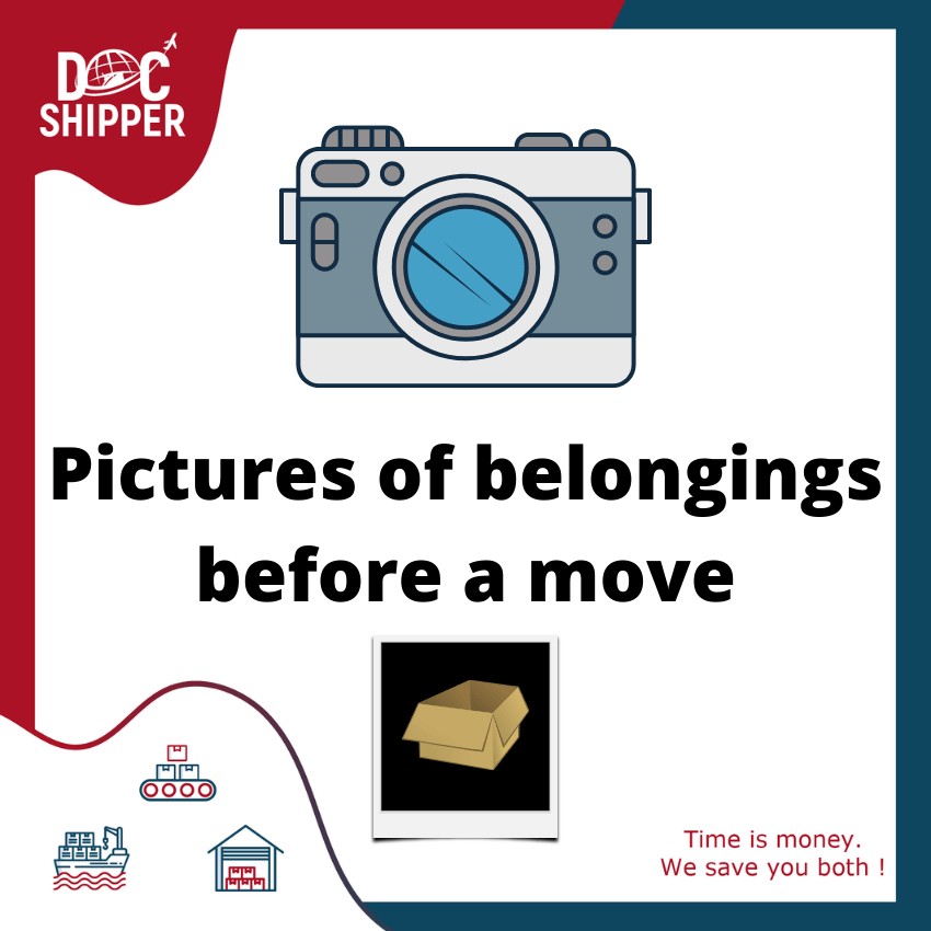 Pictures of belongings before a move